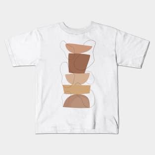 Boho Abstract Shape Tower Warm Toned  minimalist Print Kids T-Shirt